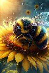Cute cartoon bee, Generative Ai