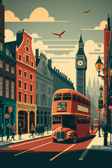 Illustration of London, Generative Ai - obrazy, fototapety, plakaty
