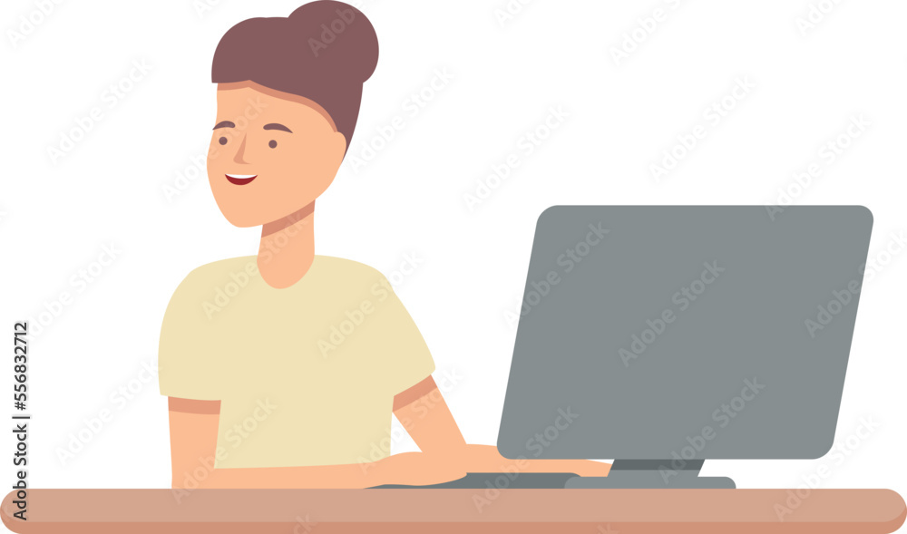 Poster learn coding icon cartoon vector. computer education. work child