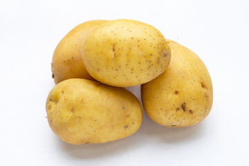 Raw potatoes isolated on white background