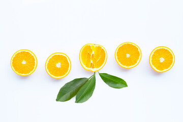 High vitamin C, Juicy and sweet. Fresh orange fruit  on white.