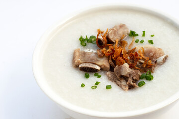 Rice porridge boiled with pork ribs