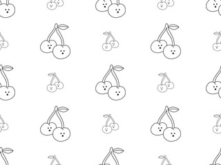 Fototapeta premium Cherry cartoon character seamless pattern on white background