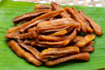 Sun dried banana. Fruit snack