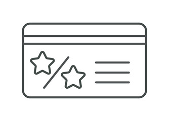 Marketing card line icon. Interface for programs and applications. Voucher and coupon, discounts and promotions. Loyalty program and cashback. Sales and percents. Cartoon flat vector illustration