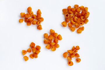 Dried longan on white background.