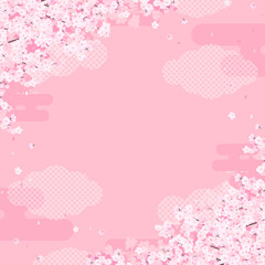 華やかな和風の桜の背景素材（正方形）