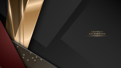 Abstract luxury black and gold background with red maroon