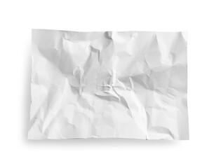 Crumpled paper sheet isolated on white, top view