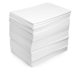 Stack of paper sheets isolated on white