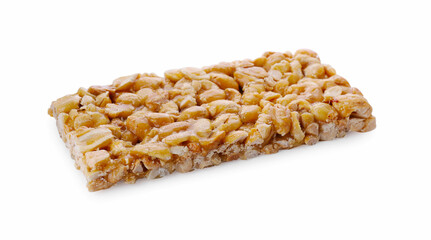 Tasty peanut bar (kozinaki) isolated on white