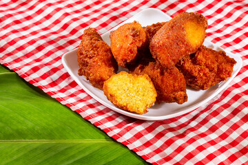 Sweet corn torrejitas, traditional homemade recipe - Zea mays