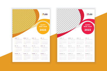 2023 wall Calendar new year vector illustration. The week starts on Monday. Annual calendar 2023 template. Planner 2023 year. English calendar template. corporate Wall calendar in a minimalist style.