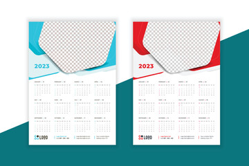 2023 wall Calendar new year vector illustration. The week starts on Monday. Annual calendar 2023 template. Planner 2023 year. English calendar template. corporate Wall calendar in a minimalist style.