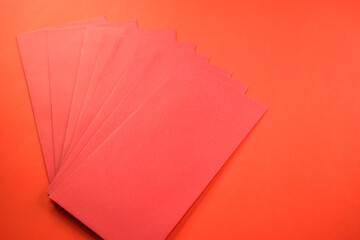 red envelope on red background for card design on chinese day