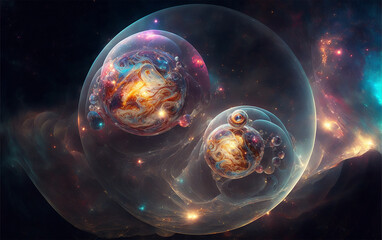galaxy, universe, constellations, in spherical form.