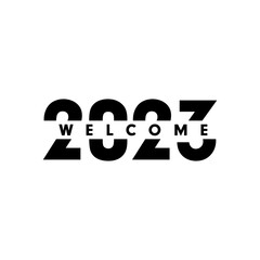 Welcome 2023 with simple and elegant lettering typography style for greeting card vector illustration