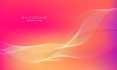 Abstract gradient background. Wave element for design. Digital frequency track equalizer. Stylized line art. Colorful shiny wave with lines created using blend tool. Curved wavy smooth stripe. Vector.