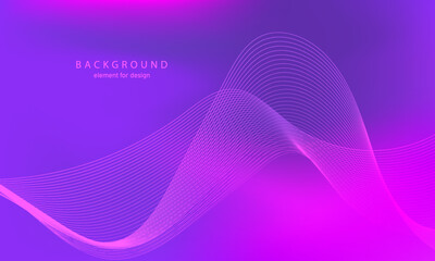 Abstract gradient background. Wave element for design. Digital frequency track equalizer. Stylized line art. Colorful shiny wave with lines created using blend tool. Curved wavy smooth stripe. Vector.