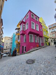 Colourful houses in Balat, Turkey