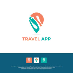Modern Travel Agency logo design with point map and letter S silhouette vector illustration template