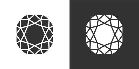 Diamond Icon on Black and White Vector Backgrounds