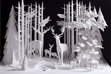 Paper craft of forest