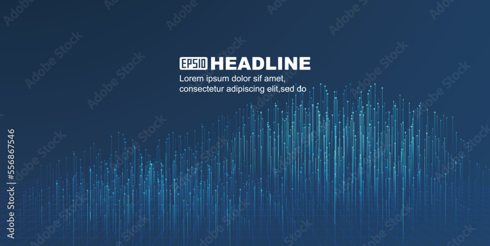 Poster bouncing particles and lines of internet technology big data background