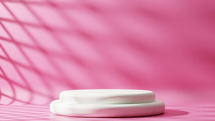 Fototapeta na wymiar 3D Render Pink Wall Podium Background