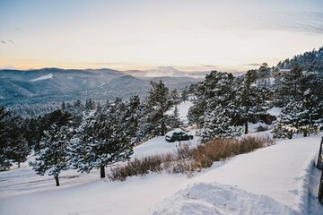 View of the Boulder county rocky mountain foothills