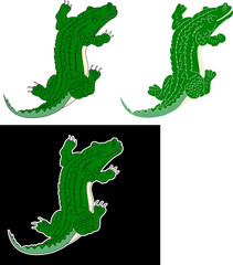 Drawing crocodile vector set.Sticker crocodile isolate on white background.