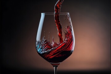 Red wine being poured into glass 3d illustration - obrazy, fototapety, plakaty