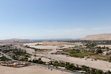 view of the valley of Azapa with the desert in the background