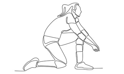 continuous line of female professional volleyball player