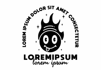 Illustration line art of emoticon tongue tattoo