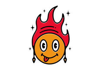 Illustration line art of emoticon tongue tattoo