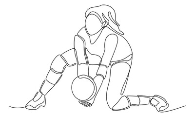 Fototapeta premium continuous line of female professional volleyball player