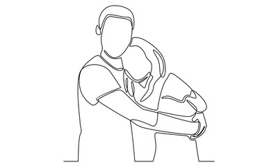 continuous line of loving couple hugging