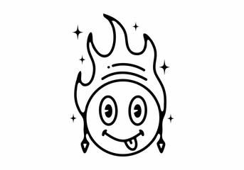 Illustration line art of emoticon tongue tattoo