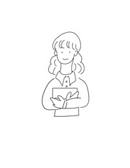 楽譜または書類などを持つ女性