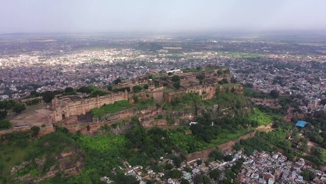 An Aerial Shot of Gwalior Fort at Gwalior, Madhya Pradesh, India