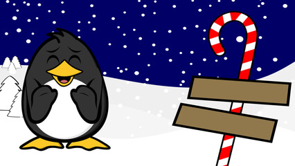 Fototapeta premium xmas penguin character cartoon christmas background postal illustration in vector format