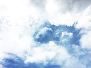 White clouds and blue sky background
