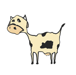 Drawing cute cow isolate vector 