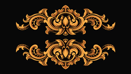 Beautiful carved decorative ornaments Vector design for elements, editable colors