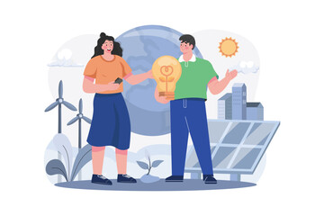 Renewable Energy Illustration concept on white background