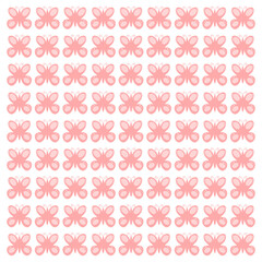 Pink butterfly pattern on white background. Seamless abstract background. Vector illustration.