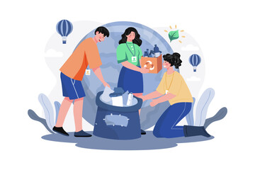 Eco-Volunteers Cleaning Garbage
