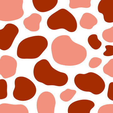 Vector Red And Pink Cow Print Pattern Animal Seamless. Cow Skin Abstract For Printing, Cutting And More.