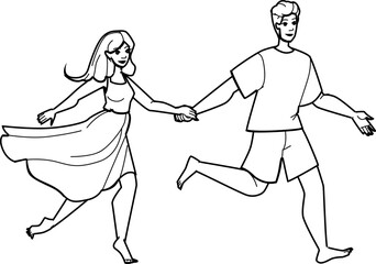 couple nature line pencil drawing vector. love man woman, beautiful two, romance together, romantic happy, adult lifestyle, female outdoors couple nature character. people Illustration